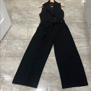 Zara Sleeveless Black Wide-Leg Jumpsuit